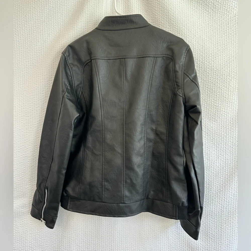 Ferrari F Collection Men’s Faux Leather Moto Jacket Black Full Zip Large NWT